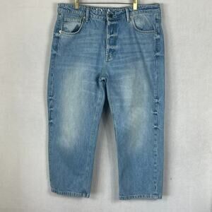 Raey Jeans Women's Size 32 Straight High Rise Cropped Organic Cotton Button Fly